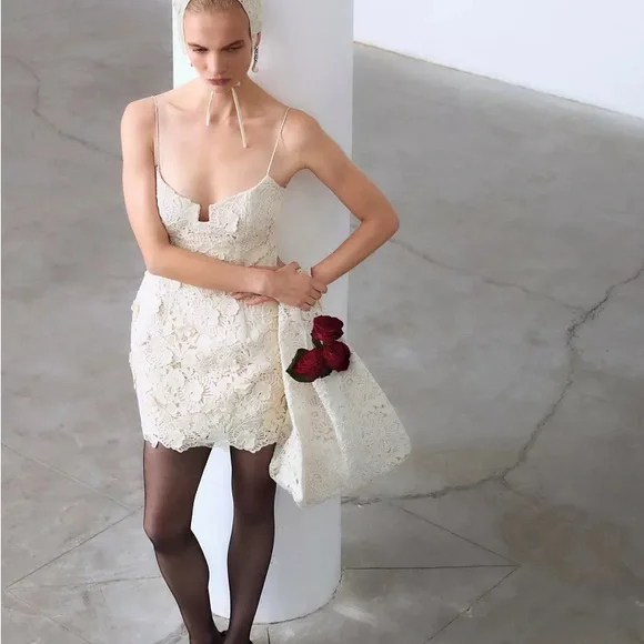 Magda Butrum & H&M Elegant Cream Lace Dress